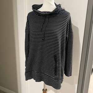 Cable & Gauge black striped cowl neck sweater